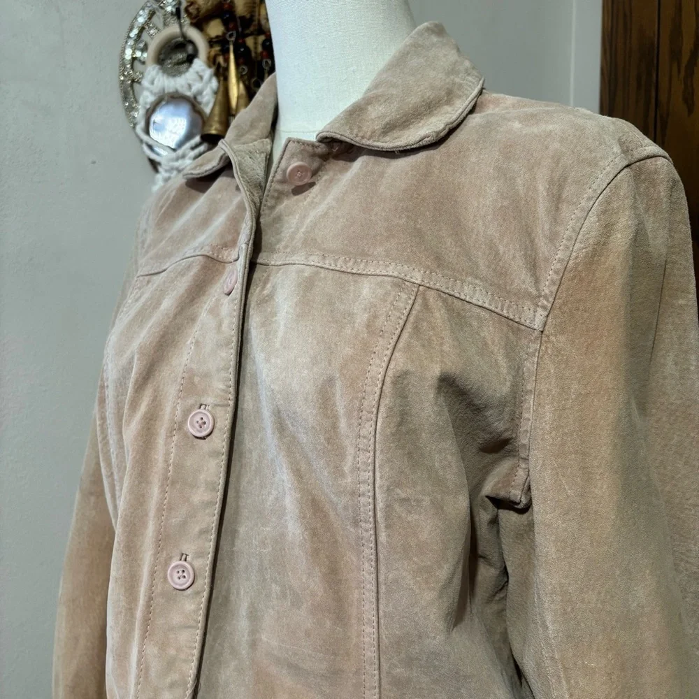 Vintage Tan Suede Leather Jacket Size Medium Faded Distressed Cherokee - Picture 3 of 9